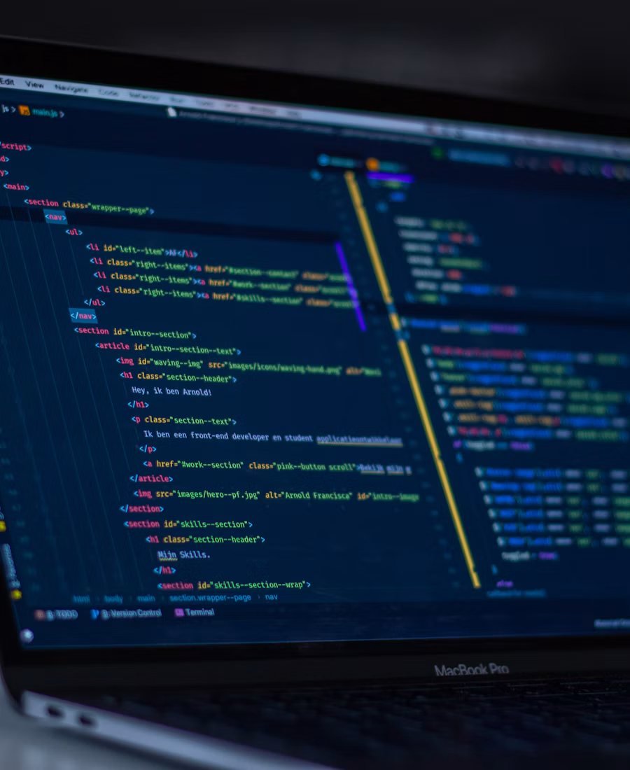 Software code on a laptop