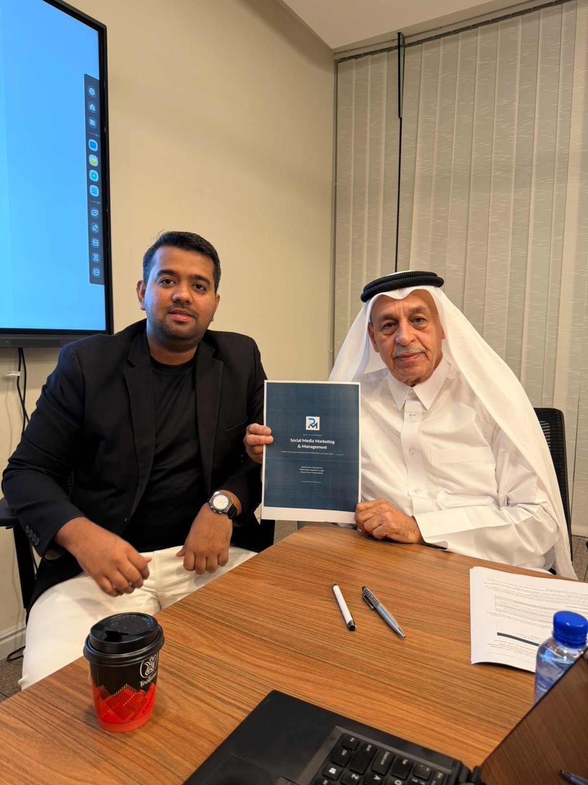 Ameer Hamza with a PearlMind client in Doha