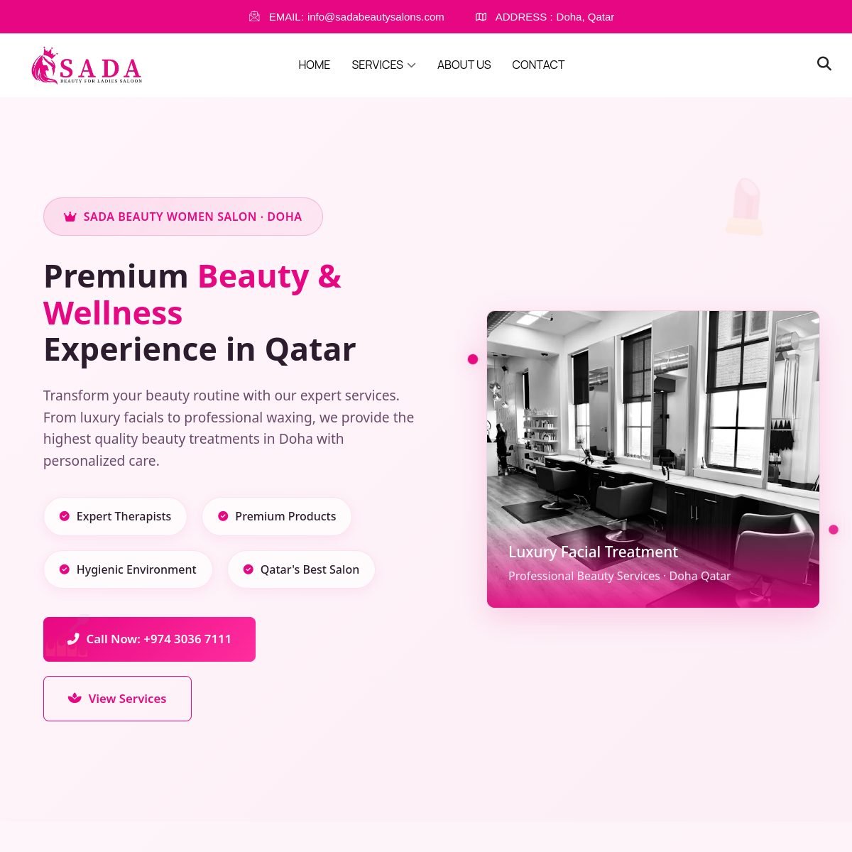 Sada Beauty Salons website by PearlMind