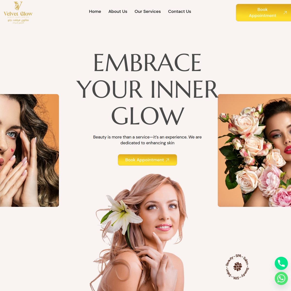 Velvet Glow Salon & Spa Qatar website by PearlMind